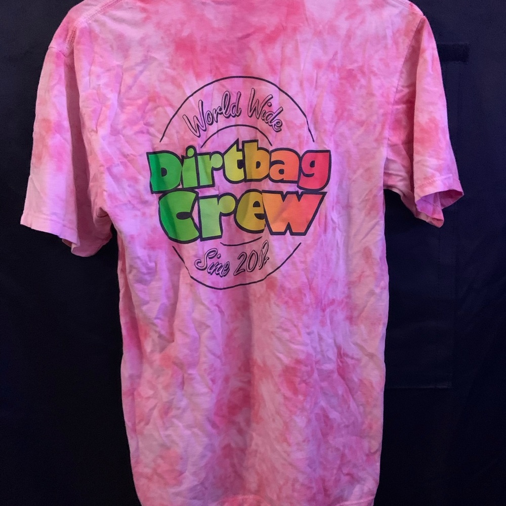 HUF Dirtbag Crew coral tie dyed t shirt